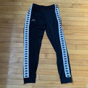 Kappa Banda Astoria Black Logo Tape Track Pants Mens Large Slim Fit Joggers